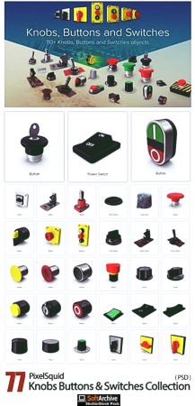 PixelSquid Knobs Buttons And Switches Collection