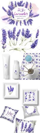 Lavender PNG flowers in watercolor - 1215082