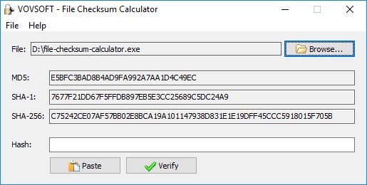 VovSoft File Checksum Calculator 1.7