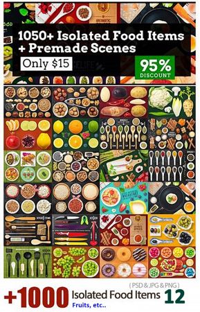 1000+ Isolated Food Items + Premade Scenes