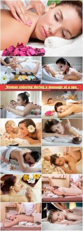 Woman enjoying during a massage at a spa