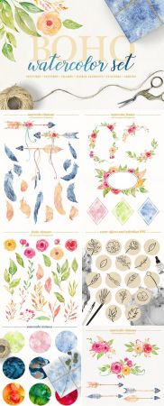Boho watercolor set 2915774