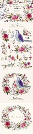 Hand drawn Watercolor Set - 1177832