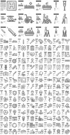 Vector Medicine, Ecology, Education Line Icons