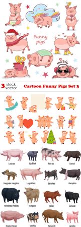 Vectors - Cartoon Funny Pigs Set 3
