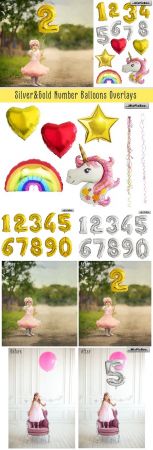 Shaped Number Balloons Overlays - 2570490