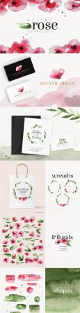 Modern Rose watercolor clipart - 2669447