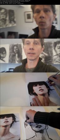Draw an expressive portrait with charcoal
