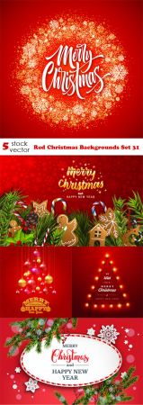 Vectors - Red Christmas Backgrounds Set 31