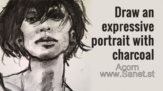 Draw an expressive portrait with charcoal
