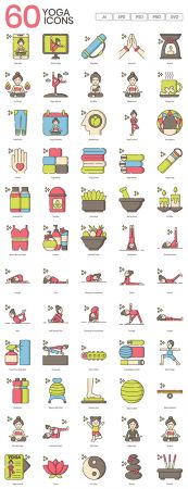60 Cute Yoga Icons