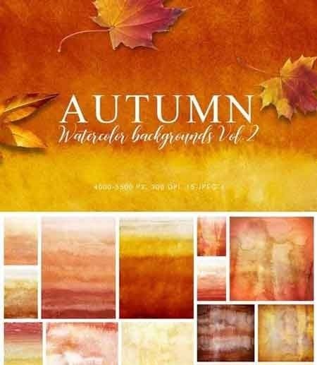 Autumn Watercolor Backgrounds Volume 2