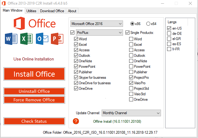 Microsoft Office Professional Plus (x86-x64) Version 1810 (Build 11001.20108) 2019