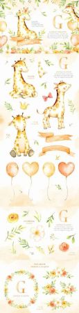 Lovely Giraffe Watercolor Clip Art 3156334