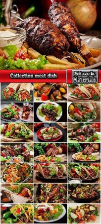 Collection meat dish grilled meat burger burrito salad vegetables