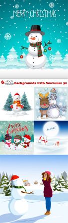 Vectors - Backgrounds with Snowman 30 