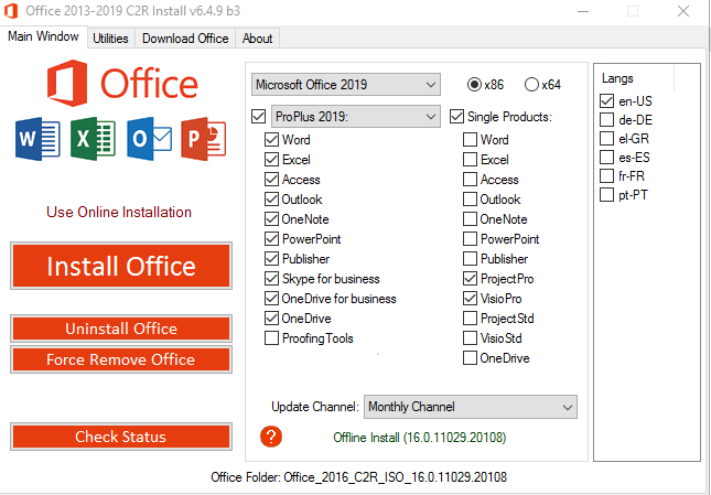 Microsoft Office Professional Plus Version 1811 (Build 11029.20108) (x86-x64) 2019