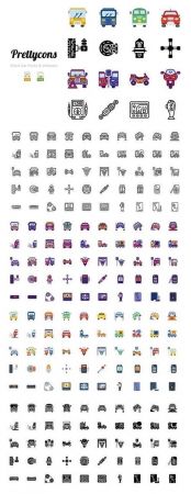Prettycons - 200 Car Parts &amp; Vehicles Icons Vol.1