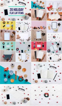 20 Holiday flat lay items collection 1064149