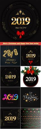 (2019) Merry Christmas and Happy New Year vector design 