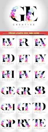 Vibrant creative leter logo vector design with colorful smoke (2019)