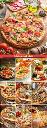 Set pizza stock photo