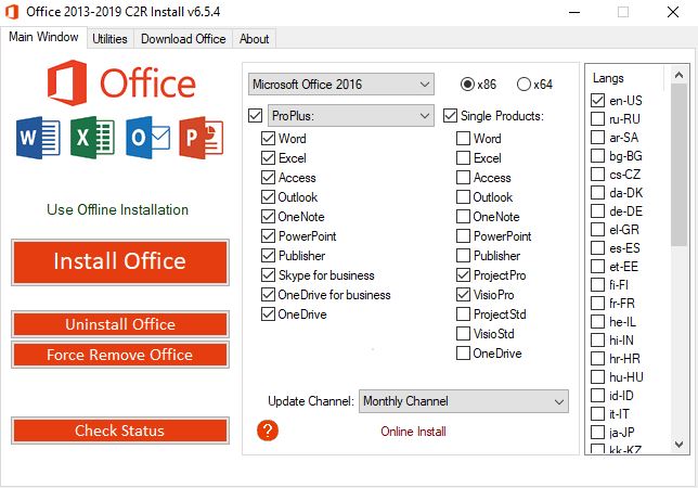 Office 2013-2019 C2R Install / Install Lite 6.5.4