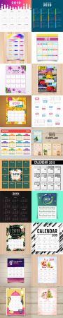 2019 Calendar Vector Templates Collection - 7 [20 Calendars]
