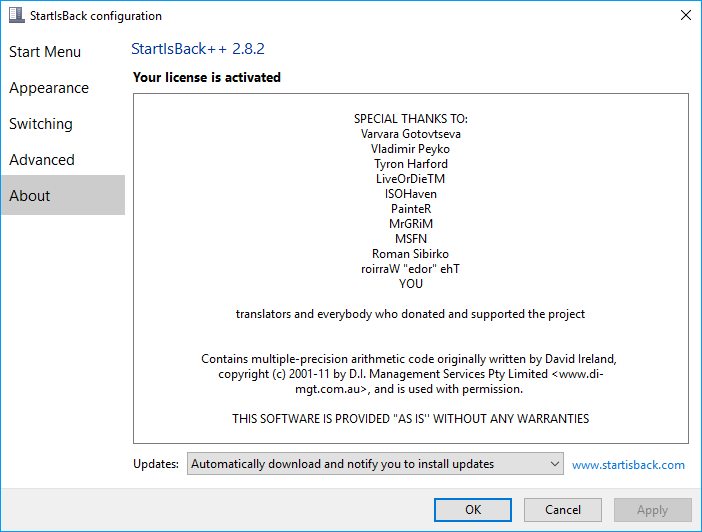 StartIsBack++ 3.6.9 download the new version for windows