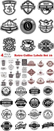 Vectors - Retro Coffee Labels Set 16