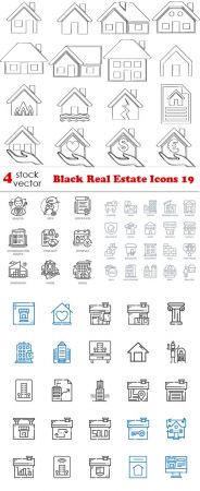 Vectors - Black Real Estate Icons 19
