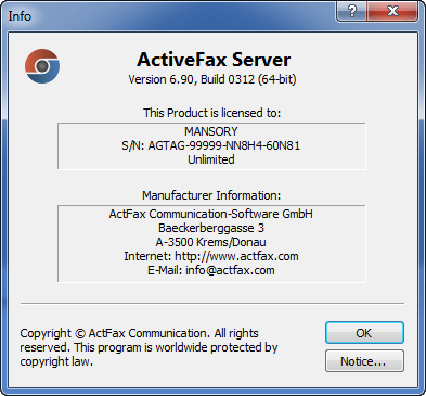 ActiveFax Server 6.90 Build 0312