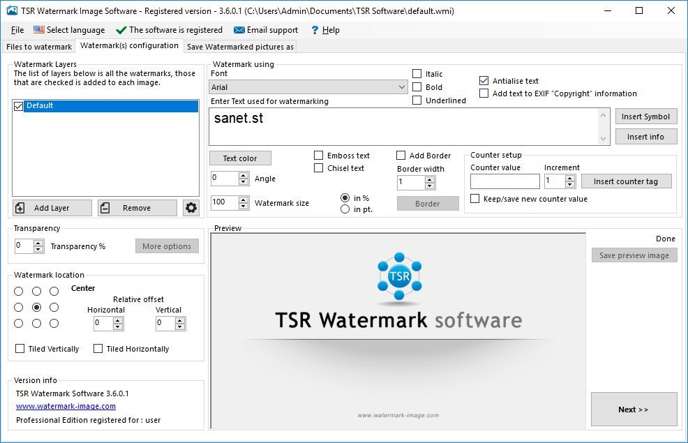 tsr watermark image software