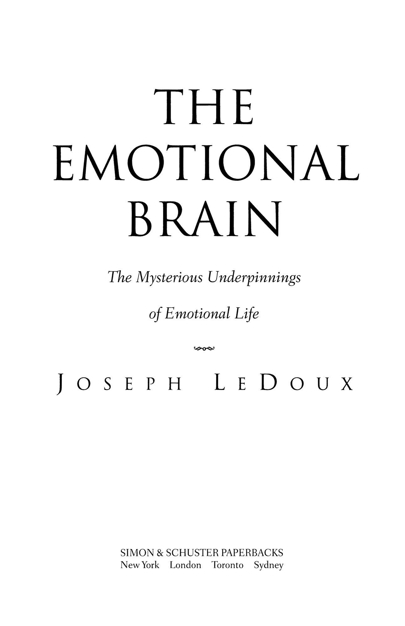 Download The Emotional Brain The Mysterious Underpinnings of Emotional