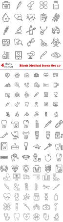 Vectors - Black Medical Icons Set 17