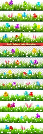 Easter holidays vector illustration, spring flowers card design template # 4
