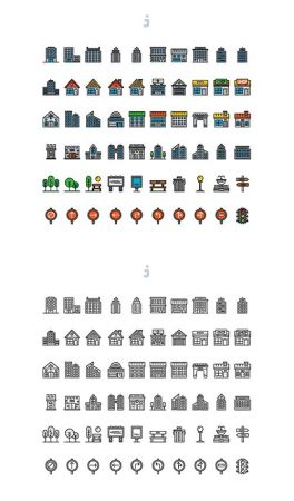 60 Building Icons - Detailed Line Icon
