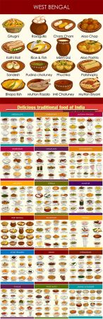 Vector illustration of delicious traditional food of India
