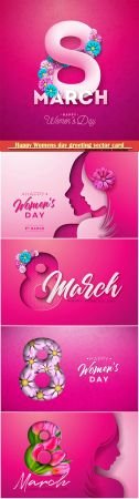 Happy Womens day floral greeting vector card design # 2