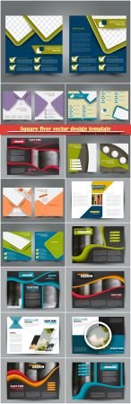 Square flyer vector design template, cover for brochure
