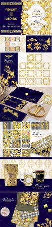 Luxury gold monograms Watercolor png