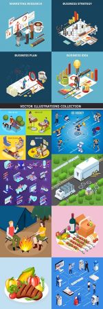 Business isometric icon marketing vector illustration