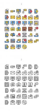 40 Contact Icon set - Detailed Round line