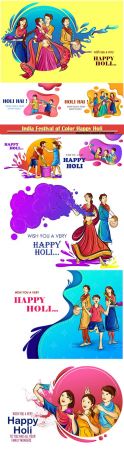 Indian people playing India Festival of Color Happy Holi background