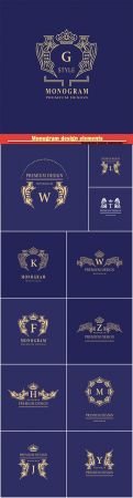 Monogram design elements, graceful template, logo vector design