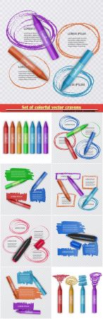 Set of colorful vector crayons