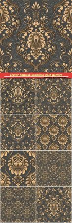 Vector damask seamless gold pattern