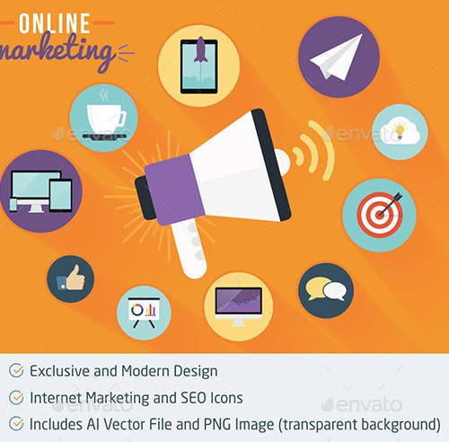 GraphicRiver - Online Marketing and SEO Flat Icons 11892148