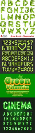 Vectors - Green Creative Alphabets Set