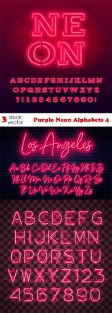 Vectors - Purple Neon Alphabets 4